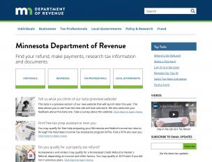 screenshot of homepage for Revenue site