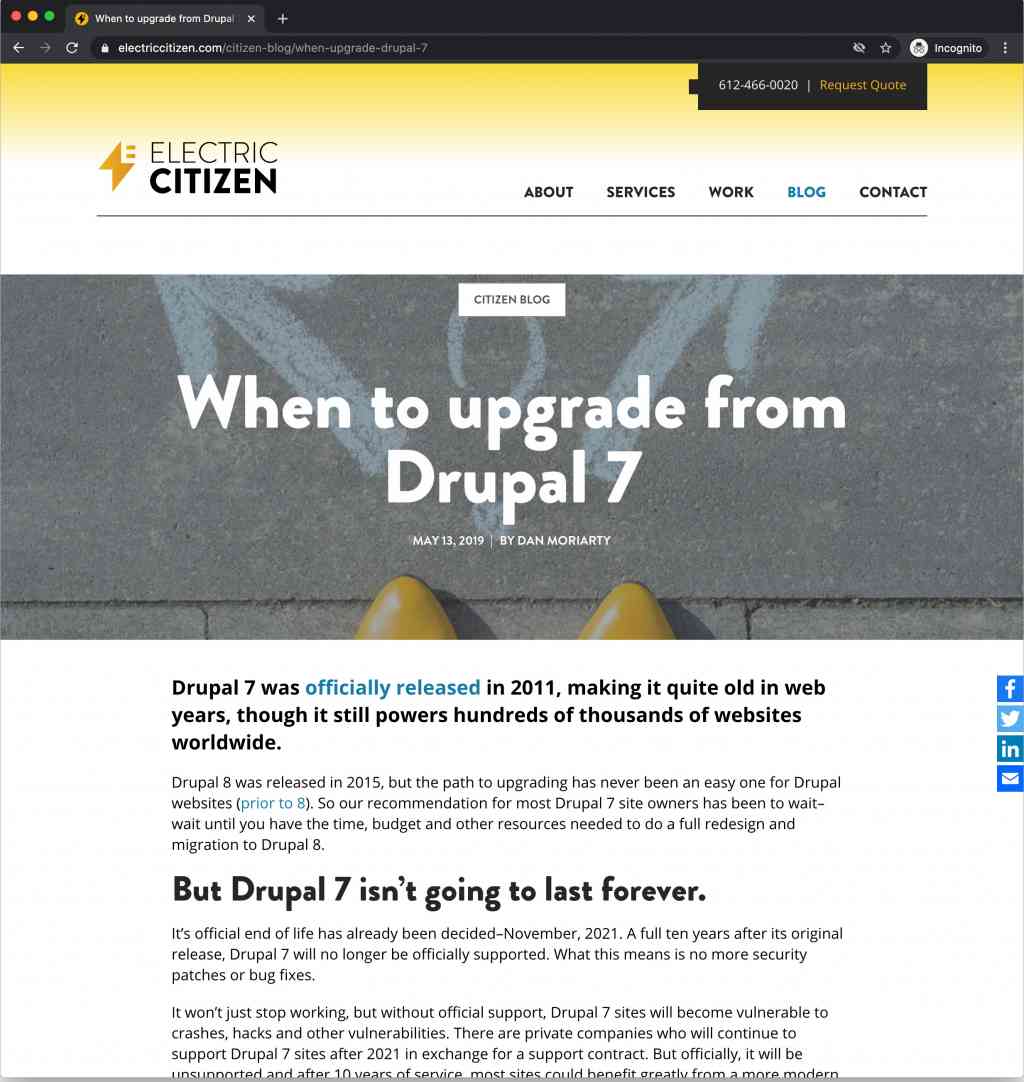 screenshot of original blog post