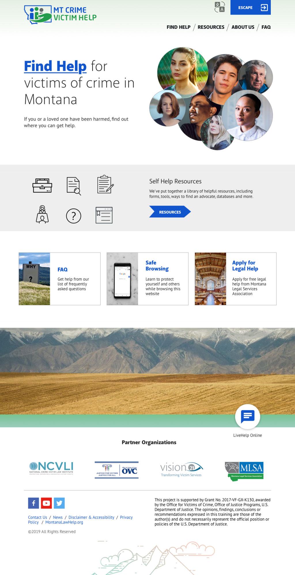 Screenshot of Montana website homepage