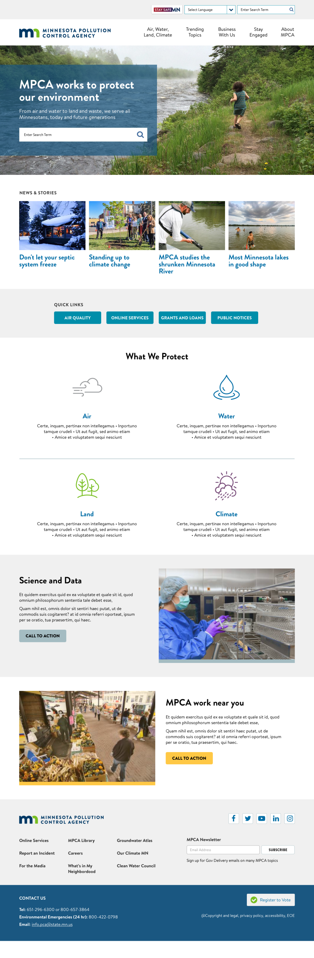 homepage mockup of website